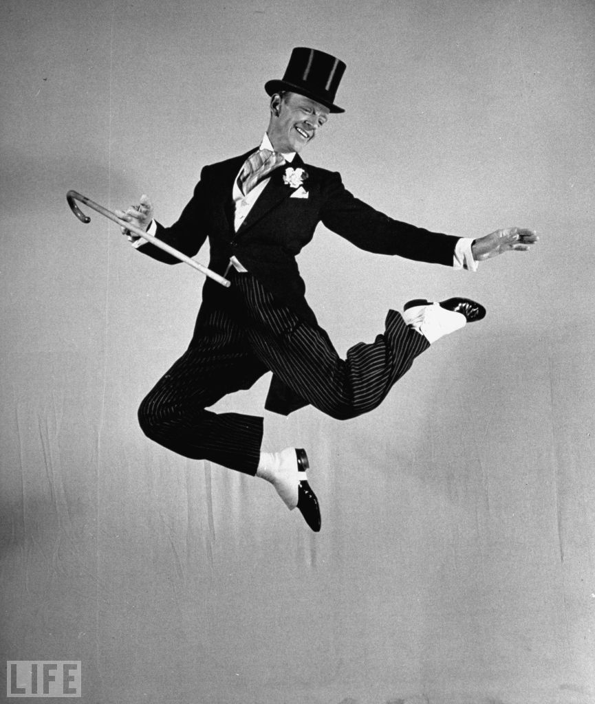 Fred Astaire does a climatic jump during his 