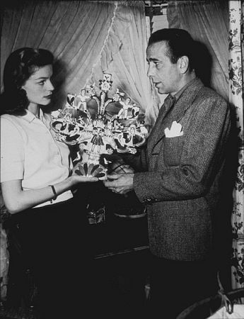 Humphrey Bogart and Lauren Bacall at home, circa 1949.