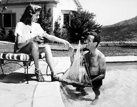 Humphrey Bogart and Lauren Bacall at their Benedict Canyon home, CA, 1947.