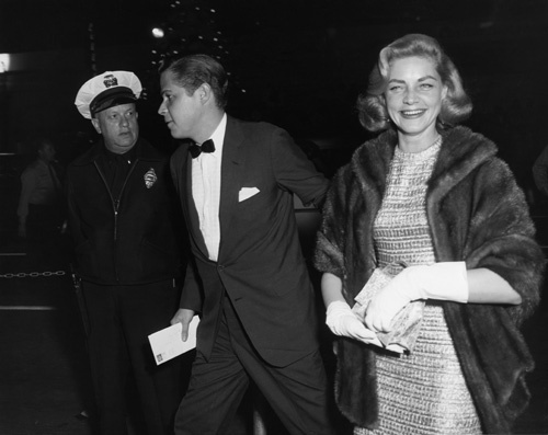 Lauren Bacall and George Axelrod at premiere of 