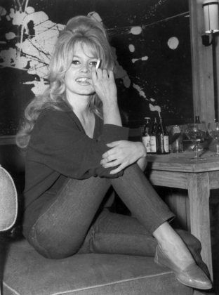 Brigitte Bardot on location in Paris while shooting 