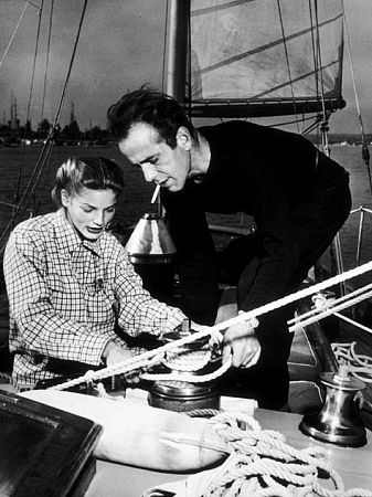 Humphrey Bogart and Lauren Bacall on their yacht, 