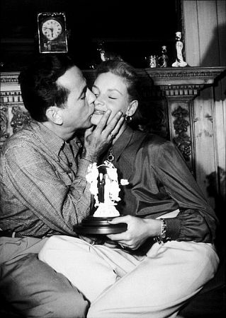 Humphrey Bogart and Lauren Bacall at their Benedict Canyon home, CA, circa 1945.
