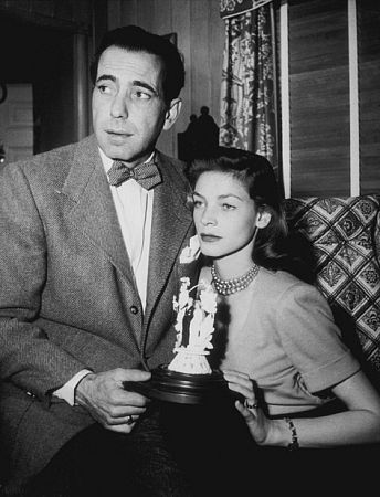 Humphrey Bogart and Lauren Bacall at their Benedict Canyon home, CA, circa 1945.