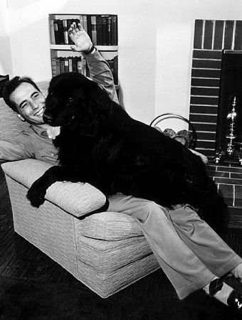 With his dog at home, 1944.