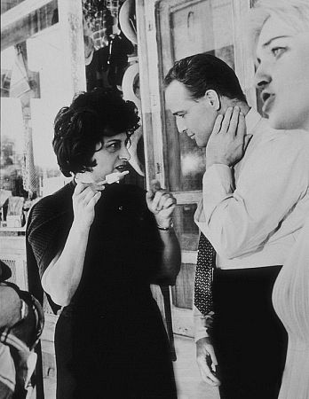 Marlon Brando with Anna Magnani and Joanne Woodward during filming of 