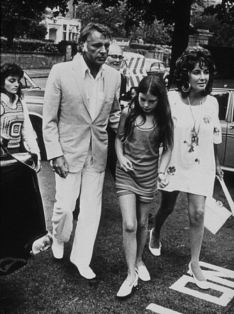 Elizabeth Taylor with Richard Burton and daughter Kate in London C. 1970