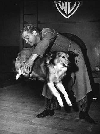 James Cagney Performing a Dog Trick