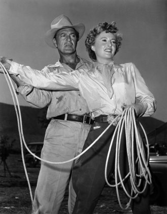 Gary Cooper and Barbara Stanwyck while on location in Mexico for 