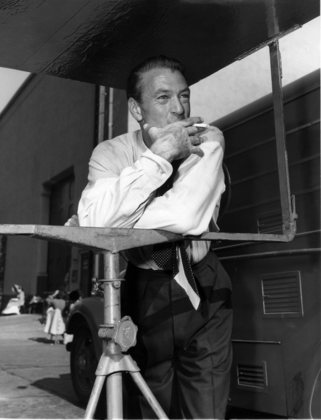 Gary Cooper between takes during the filming of 