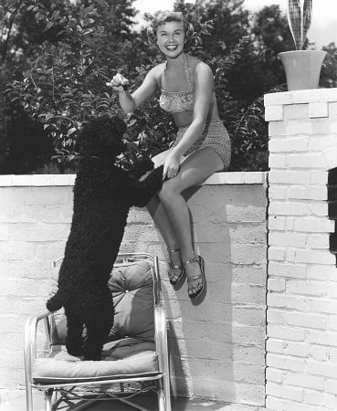 Doris Day with her dog Mrs. Mike