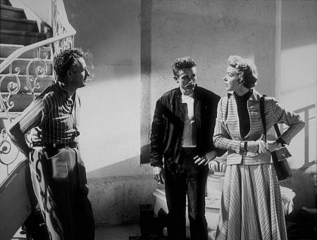 James Dean and Ann Doran being directed by Nicholas Ray on the set of 
