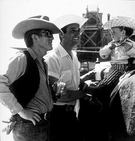 James Dean and Bob Hinkle on location for 
