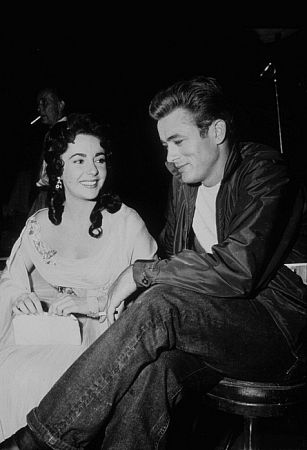 Elizabeth Taylor and James Dean on location for 