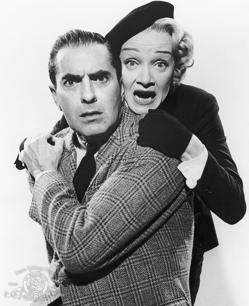 Still of Marlene Dietrich and Tyrone Power in Witness for the Prosecution (1957)