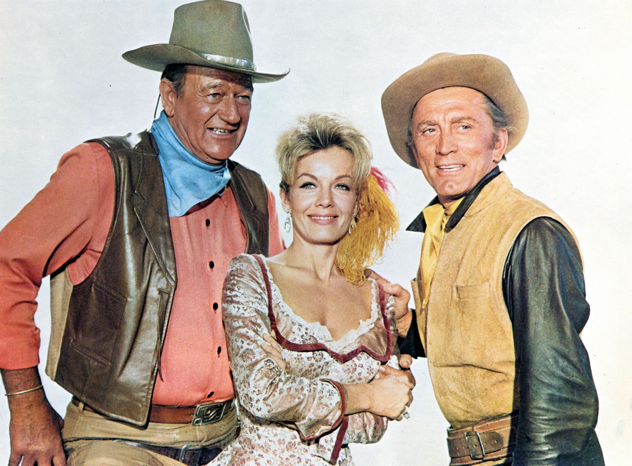 Still of Kirk Douglas, John Wayne and Joanna Barnes in The War Wagon (1967)