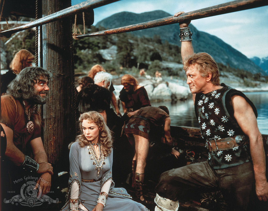 Still of Kirk Douglas, Ernest Borgnine and Janet Leigh in The Vikings (1958)