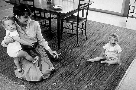 33-1130 Audrey Hepburn holds one year old son Sean Ferrer while Chris Willoughby poses for his father