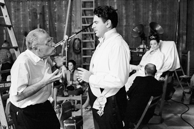 Director George Cukor, Theodore Bikel and Audrey Hepburn during the making of 