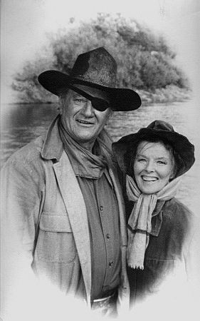 John Wayne and Katharine Hepburn, portrait for 