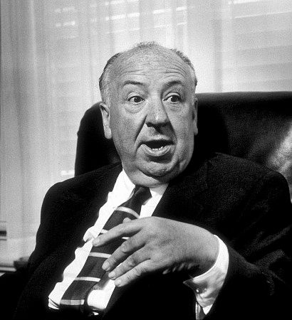 Alfred Hitchcock in his office at Universal Studios Ca., 1957.