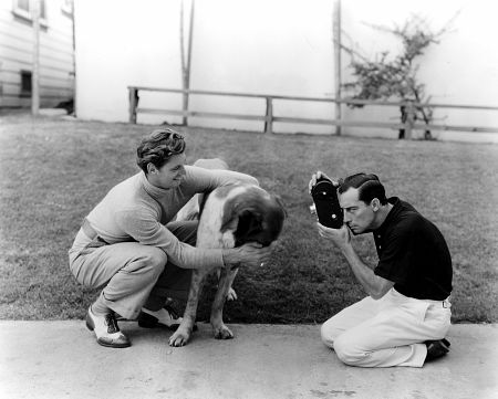 Johnny Weissmuller with Buster Keaton Circa 1932 MGM