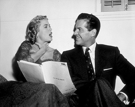 Grace Kelly and Robert Cummings reading their lines for 