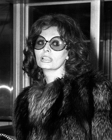 Sophia Loren arriving in Rome, 1974.