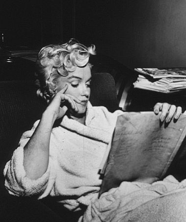 M. Monroe during a break from filming 
