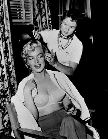 M. Monroe & hairdresser. c. 1953