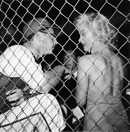 Marilyn Monroe & Mickey Rooney at Hollywood Entertainers Baseball Game, c. 1952.