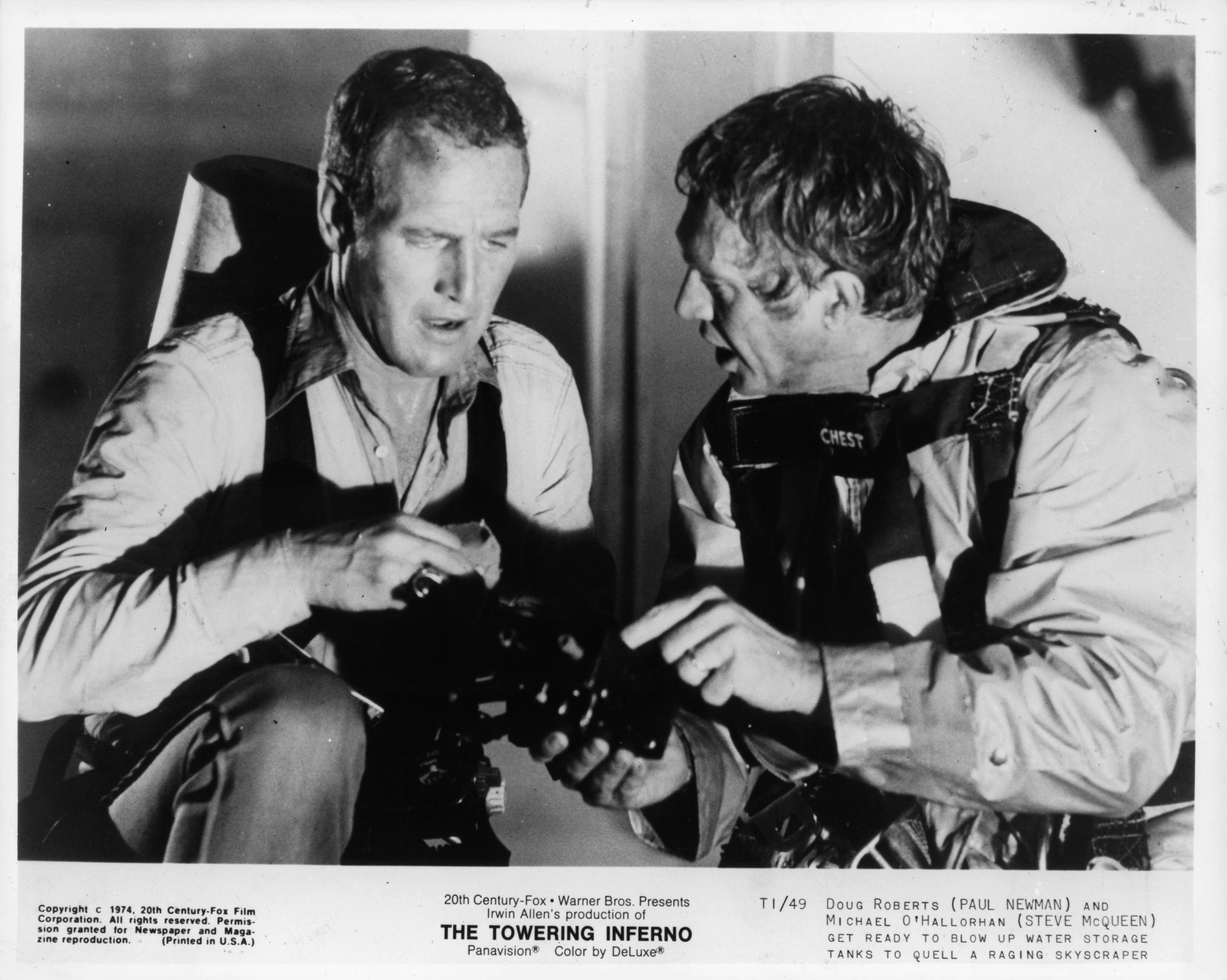 Still of Paul Newman and Steve McQueen in The Towering Inferno (1974)