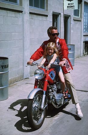 Paul Newman with daughter Melissa, on location at Indianapolis Motor Speedway for 