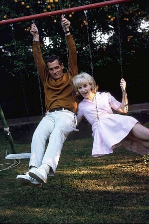 Paul Newman and Joanne Woodward at home, Hollywood CA, 1965.