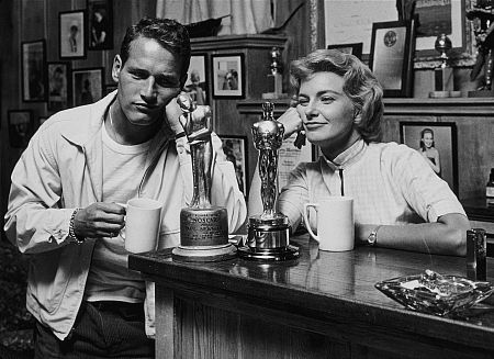 Paul Newman & Joanne Woodward at their home in Beverly Hills, CA.,
