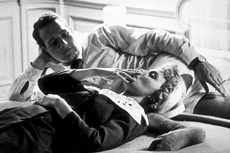 Paul Newman and Joanne Woodward during a break from filming 