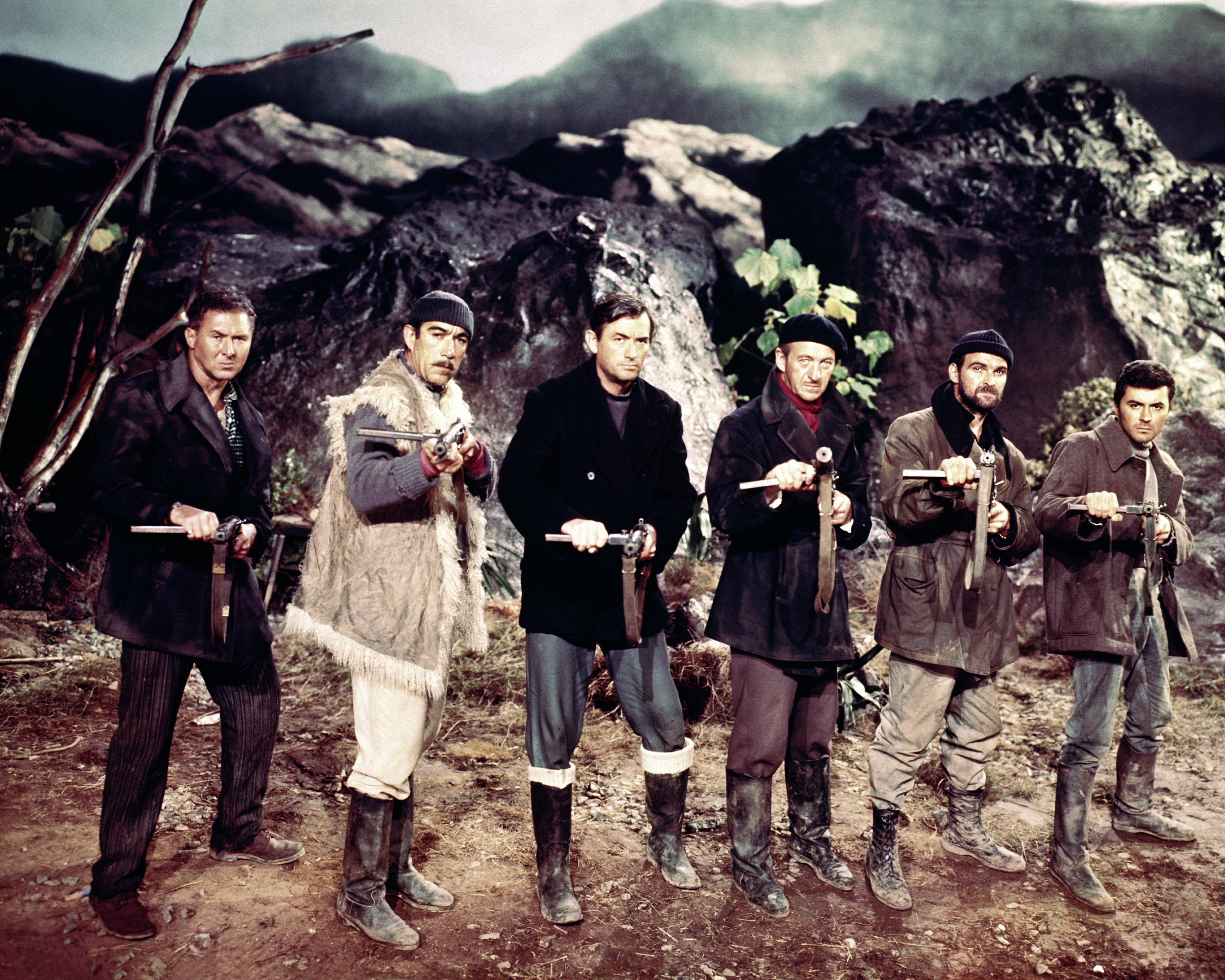 Still of David Niven, Gregory Peck, Anthony Quinn, Stanley Baker, James Darren and Anthony Quayle in The Guns of Navarone (1961)