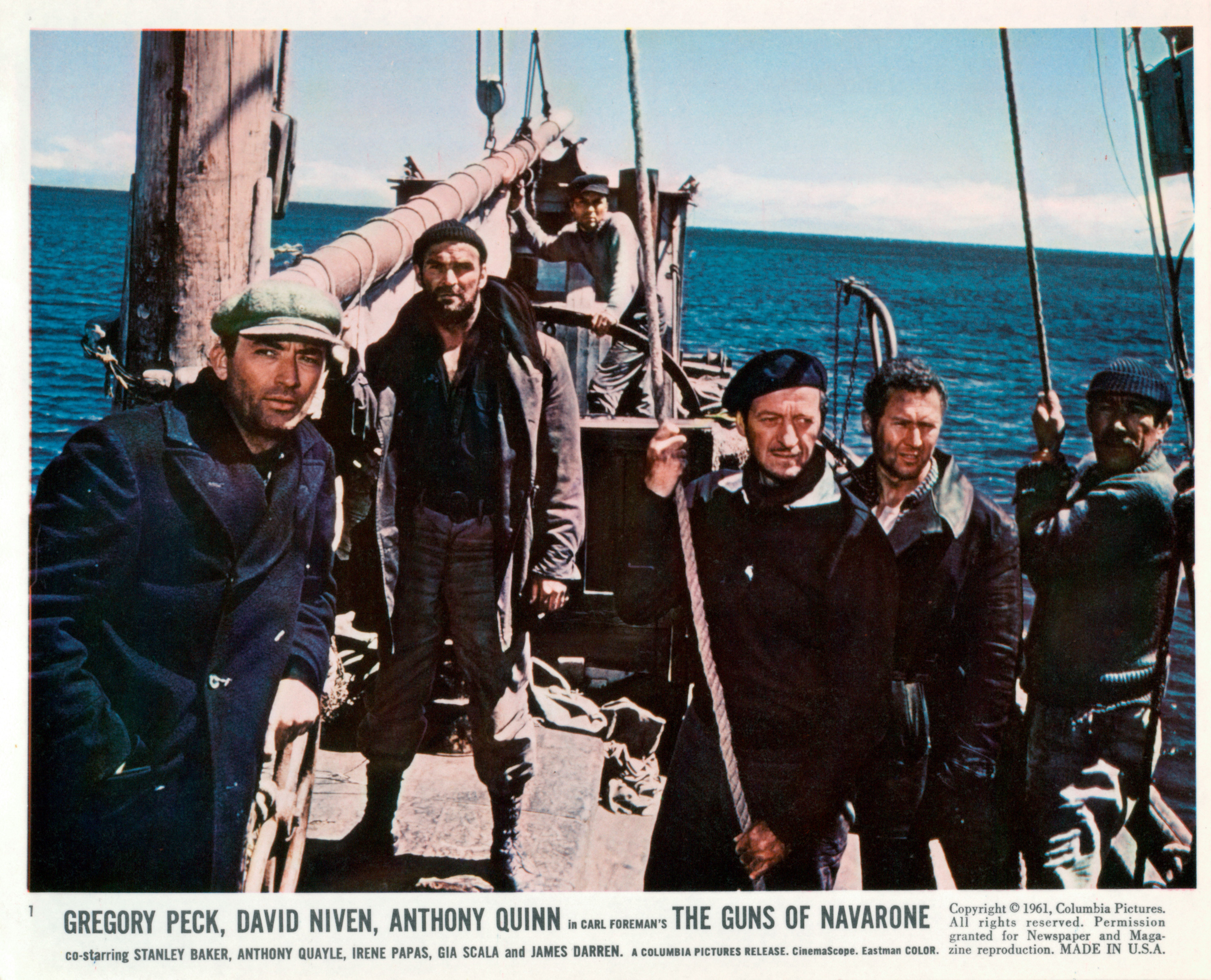 Still of David Niven, Gregory Peck, Anthony Quinn and Anthony Quayle in The Guns of Navarone (1961)