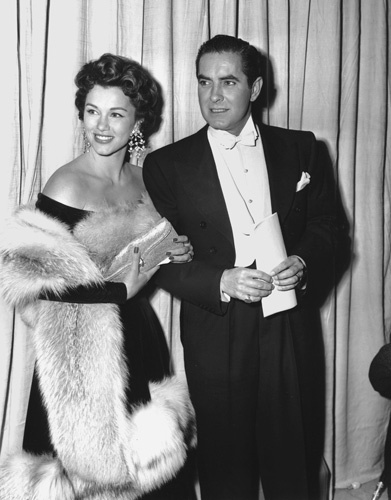 Tyrone Power and wife Linda Christian. Academy Awards: 26th Annual, 1954.
