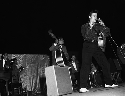 Elvis Presley performing in Tupelo, Mississippi