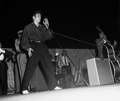 Elvis Presley performing in Tupelo, Mississippi