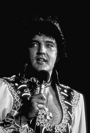 Elvis Presley performing at the Nausau Coliseum, 7/19/75.