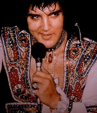 Elvis Presley performing in Las Vegas, circa 1975.