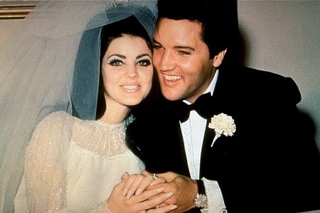 Elvis Presley and his bride, the former Priscilla Ann Beaulieu, at their wedding in Las Vegas, 5/26/67.