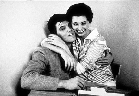 Elvis Presley and Sophia Loren at Paramount Studios, 1958.