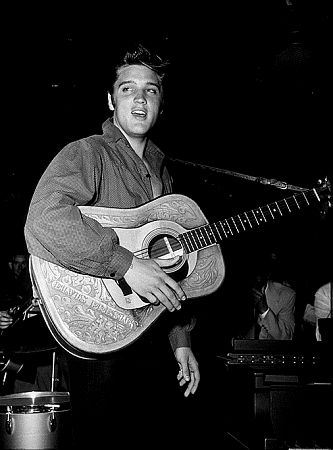 Elvis Presley backstage at CBS in Los Angeles for his appearance on 