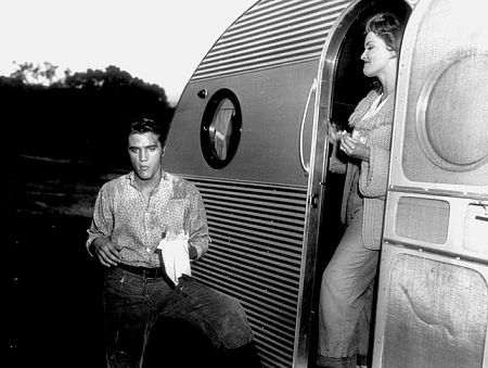 Elvis Presley and Debra Paget on the set of 