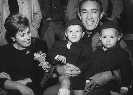 Anthony Quinn & wife Yolanda, sons Francesco and Daniele, 1966.