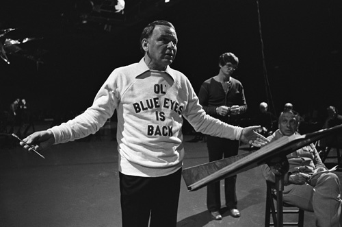 Frank Sinatra rehearsing for the television special 
