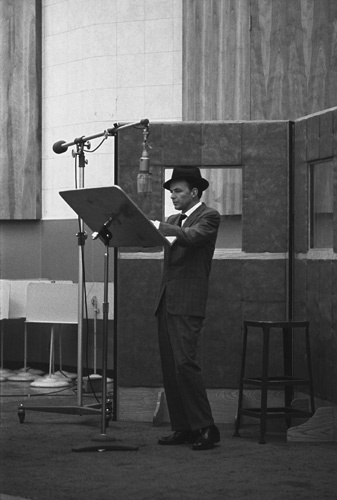 Frank Sinatra in the recording studio circa 1959